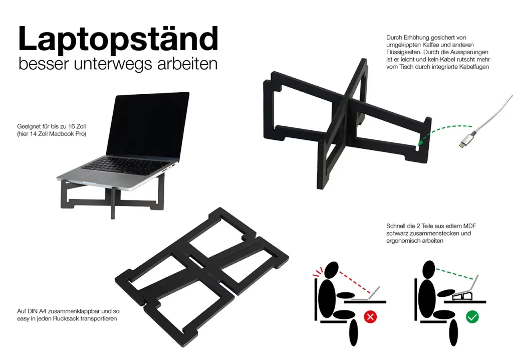 Laptopständ Beschreibungsbild